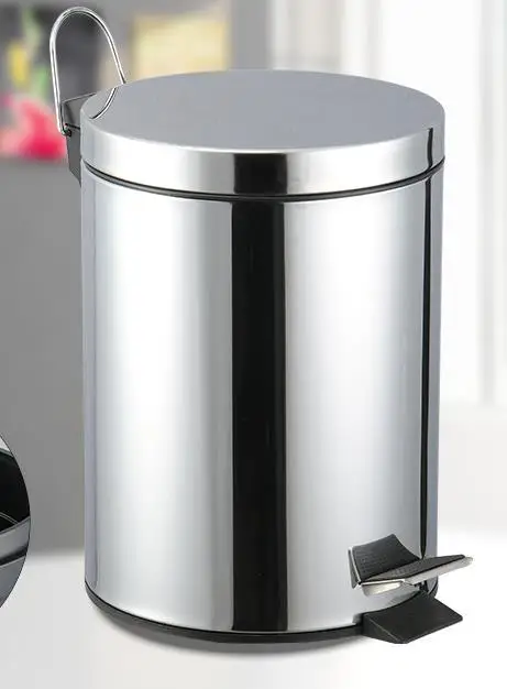 6L Indoor Stainless Steel Container Garbage Can Waste Bin Dustbin