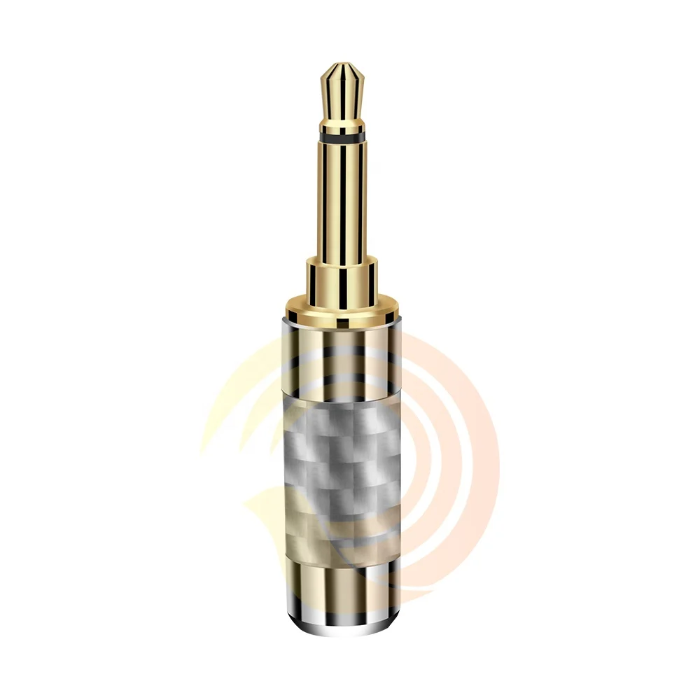 
QUEYINFANG 3.5mm Mono Connector for 6mm Cable Carbon Fiber 3.5mm Mono 2-Pole Plug Copper Gold-plated 