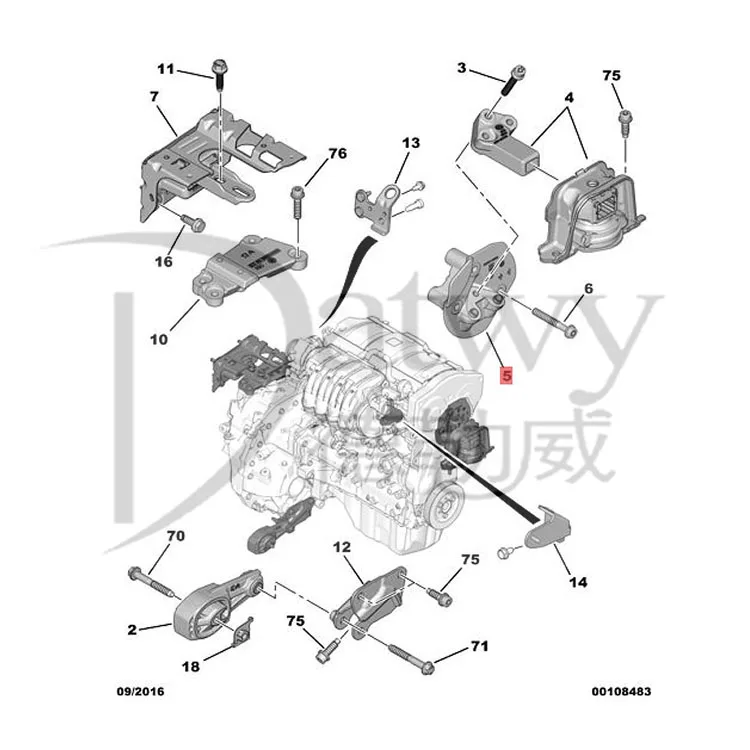 OE 9676118680 Peugeot 208 2008 301 Engine Support(brand Datwy)