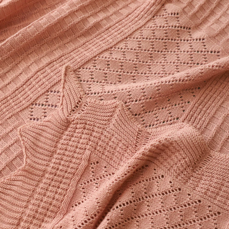 custom plane luxury linen wool cotton chunky knit throw baby blanket with lace for sofas