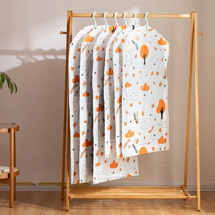 Dustproof Plastic Travel Hanging Clothes Covers Storage Bags With Zipper Suit Bag Wedding Dress Garment Bag