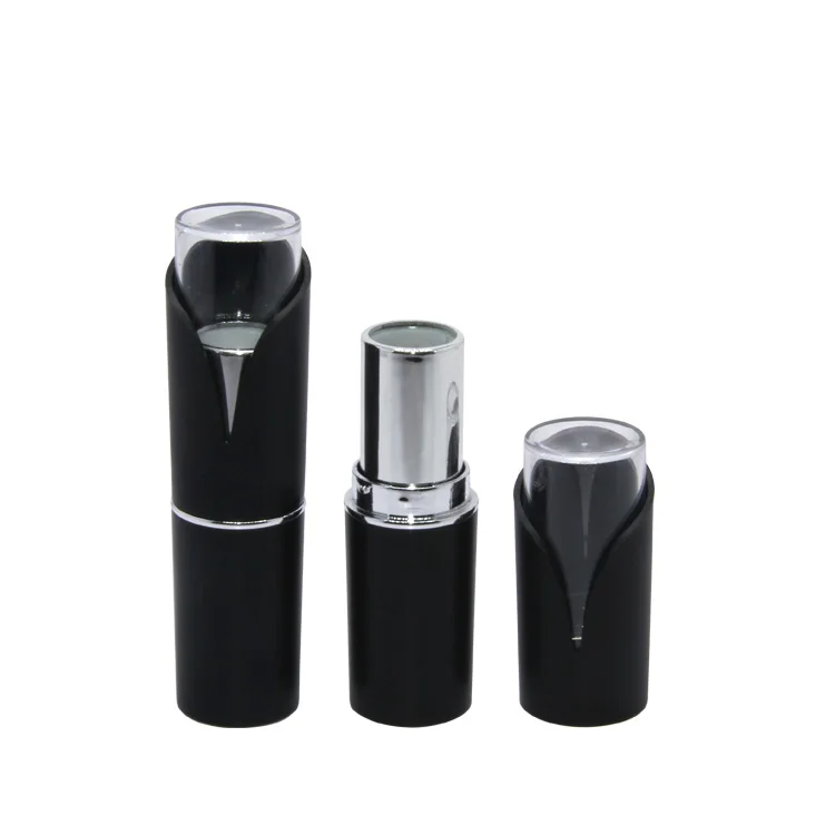 12.1mm unique flower design black cylindrical plastic cosmetic casing empty lipstick tube lip stick packaging