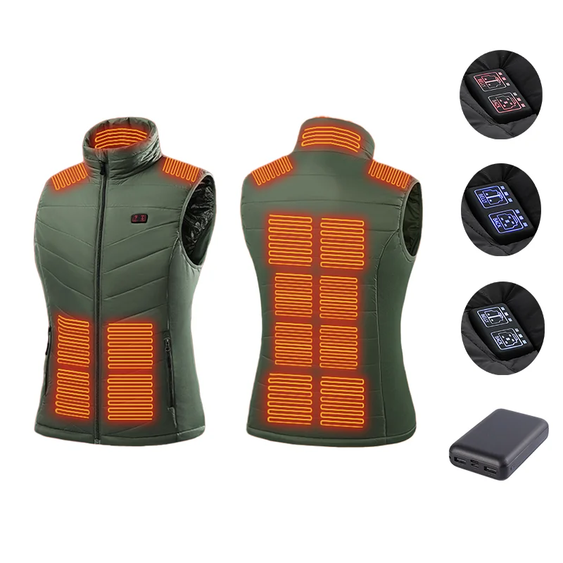 Custom 15 Zones Heated Body Warmer 3 Temperature Levels Electric Heated Vest Jackets Women