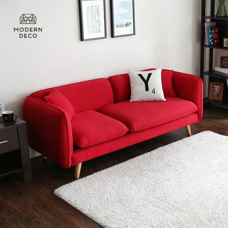 3 three seater sofas settee couch red lounge living room furniture contemporary modern interior design