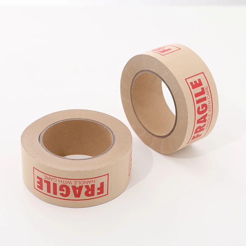 Custom Printed Kraft Paper Tape Self Adhesive Kraft Paper Tape Packing Fragile Tape Qr/Bar Code