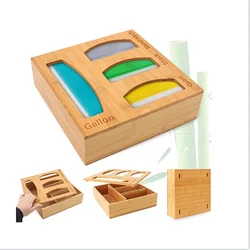 High quality  laser engraved letters hand fine polished durable bamboo ziplock bag storage organizer