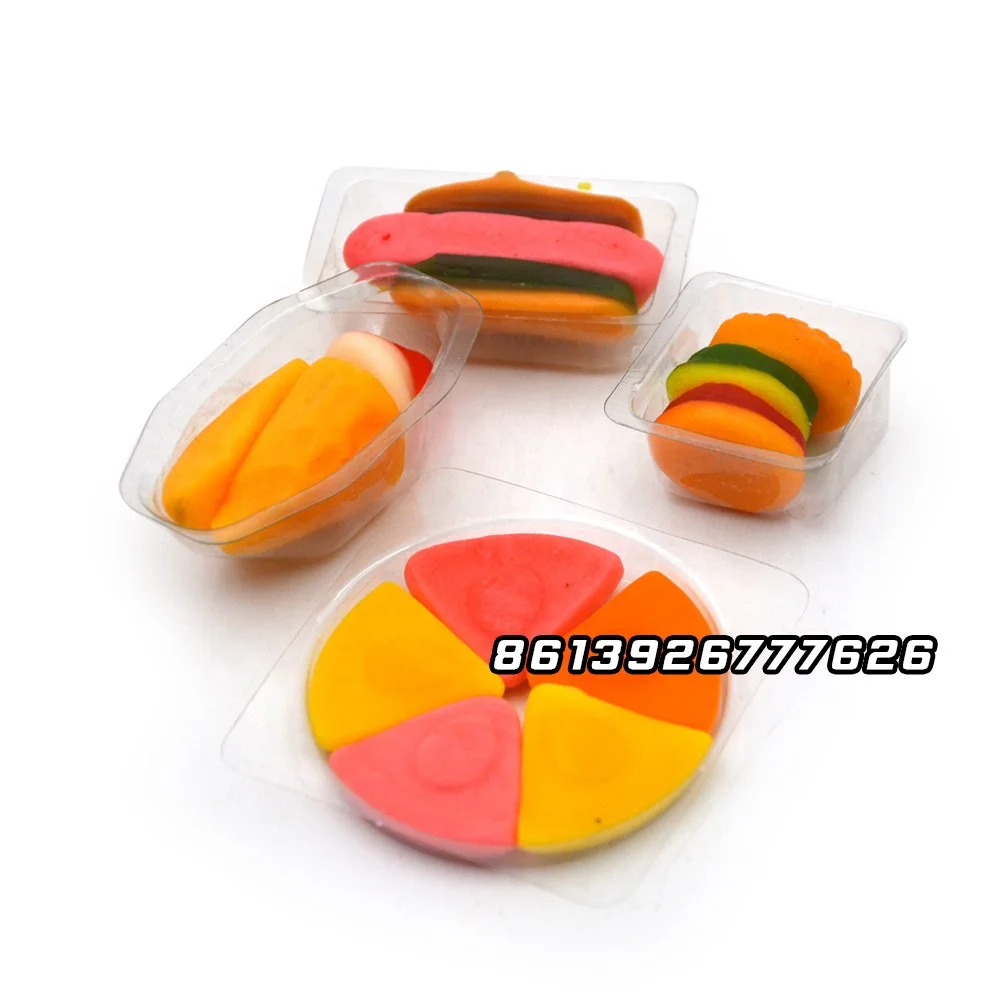 Mix halal pizza burger hot dog ice cream shaped fruity gummy chewy candy