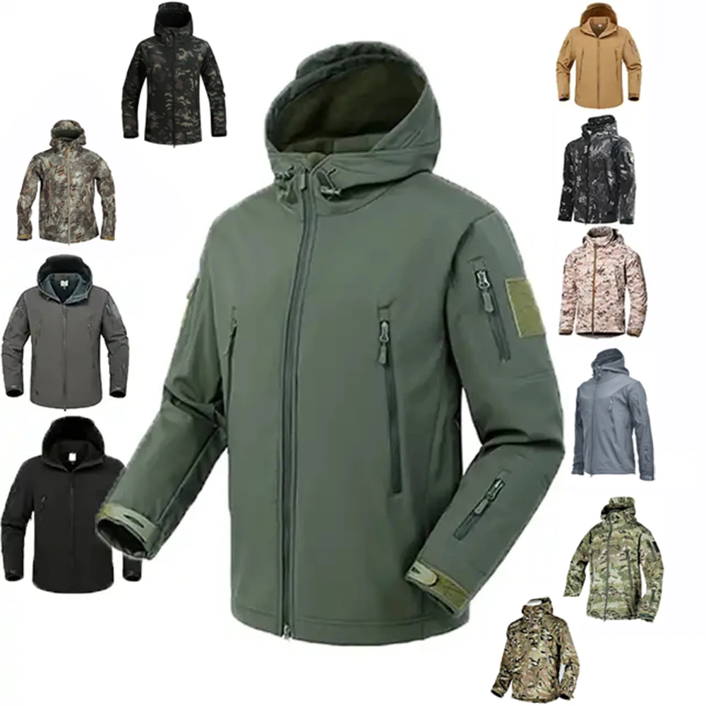 Tactical Camouflage Softshell Hoody Waterproof Outdoor Hiking Camping Bomber Soft Jacket