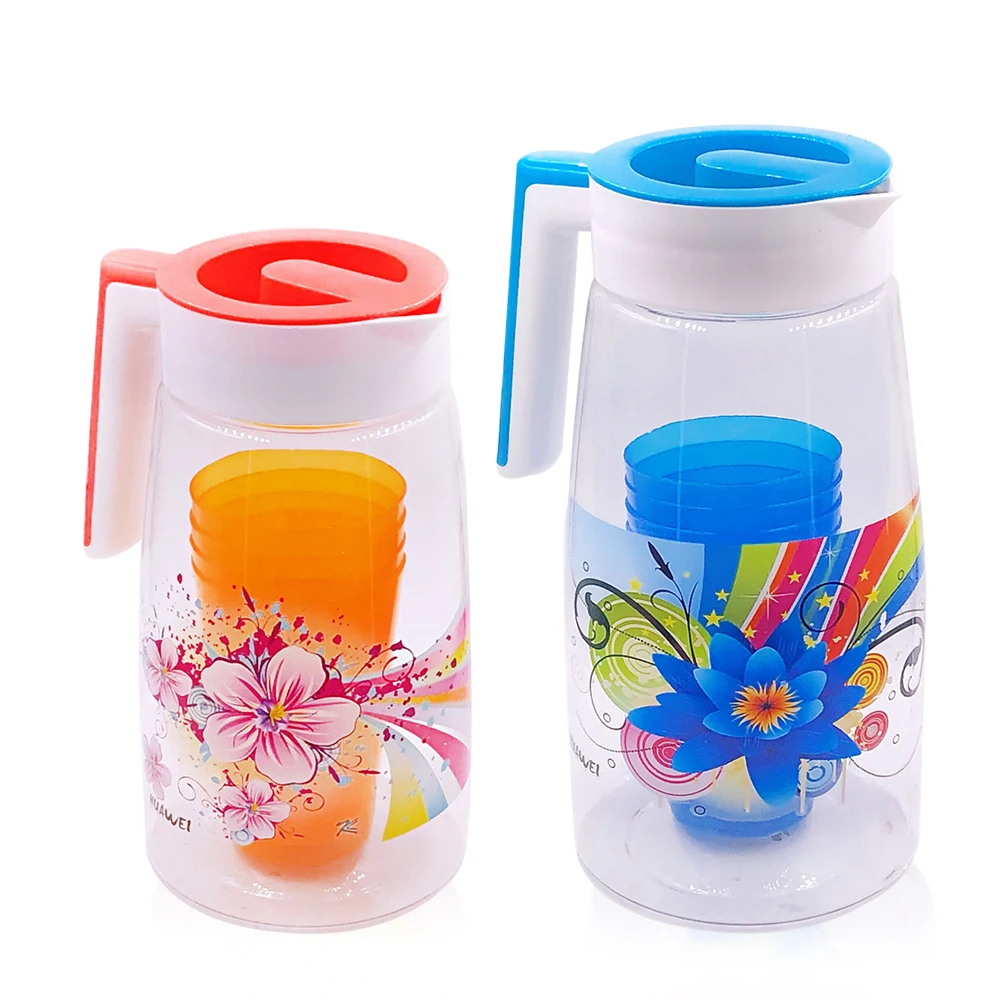 Popular 2.6L plastic water pitcher with cups