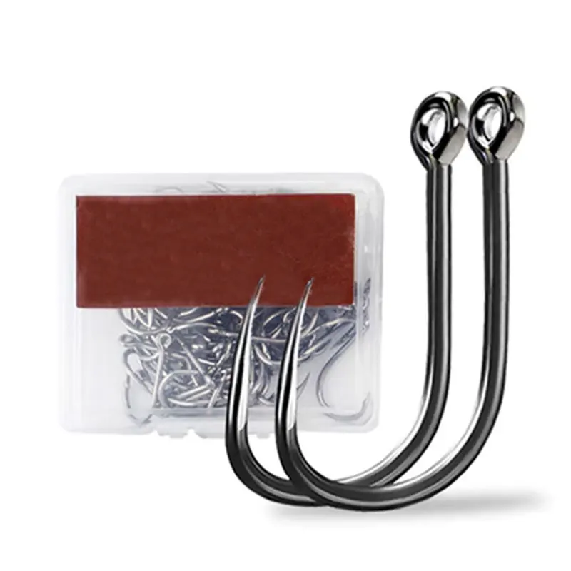 TOPIND 100pcs/Box Bass Pike Carp Beach Sea Boat Barbed High Carbon Saltwater Fishing Hooks