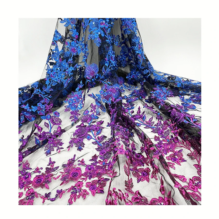 
 Лидер продаж, вышивка с блестками Омбре на сетке  