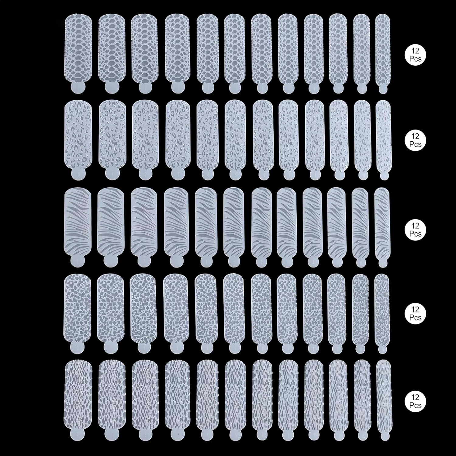 60 PCS 3D silicone mold nails quick building poly form nail  gel extensions reusable dual nail form reusable