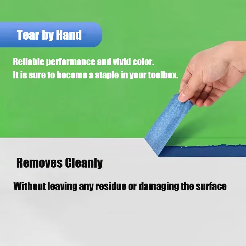 High Quality No Glue 30 Days Residue UV Resistant Blue Color Painter Paper Colored Masking Tape