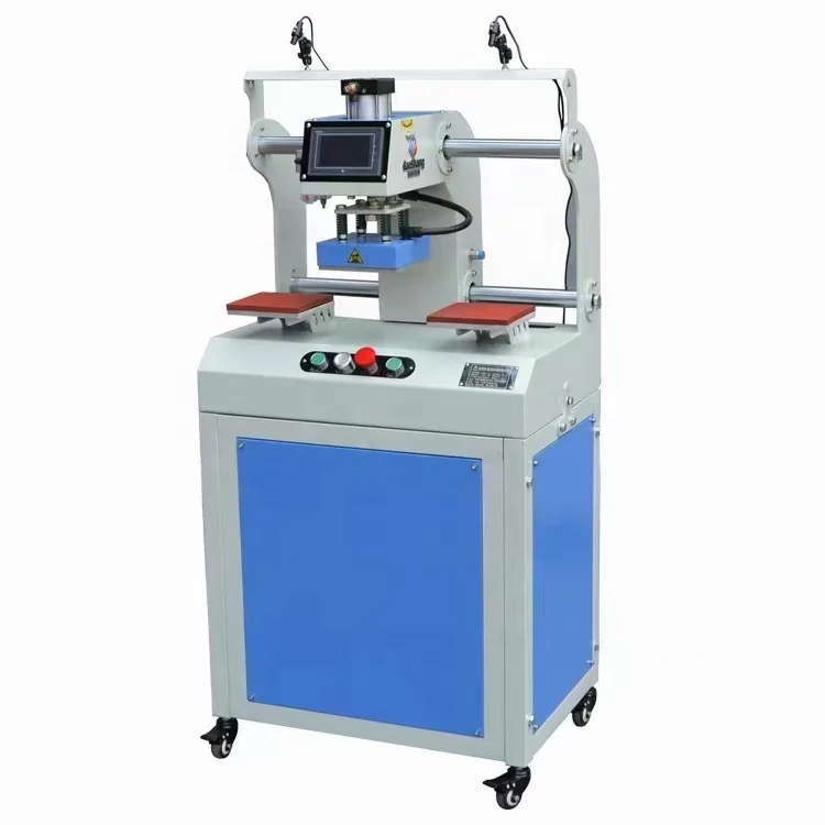 Factory price Automatic pneumatic PLC system 15*15 digital printing double station label heat press machine for t shirt leather