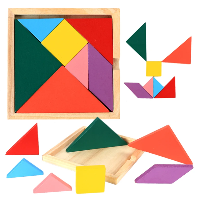 Early Education Jigsaw Puzzles Wooden Tangram montessori wooden toys for Kids