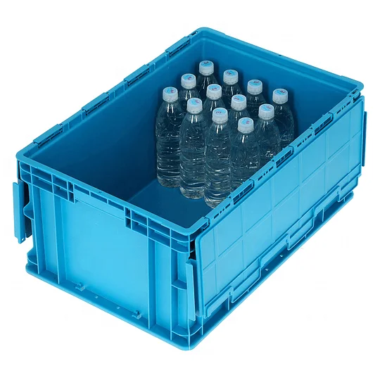 Сверхмощный пластиковый промышленный вертикальный ящик для хранения с откидной крышкой