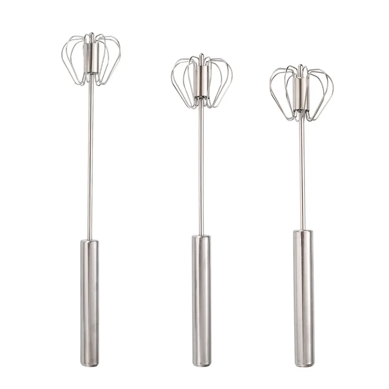 Semi Automatic Mixer Whisk Egg Beater Stainless Steel Manual Hand Mixer Self-Turning Cream Utensils Kitchen Mixer Egg Tools