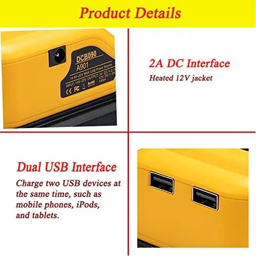 DCB090 двойной USB светодиодный преобразователь света зарядное устройство для DEWALT 20 в литий-ионный аккумулятор конвертер с зарядным устройством адаптер