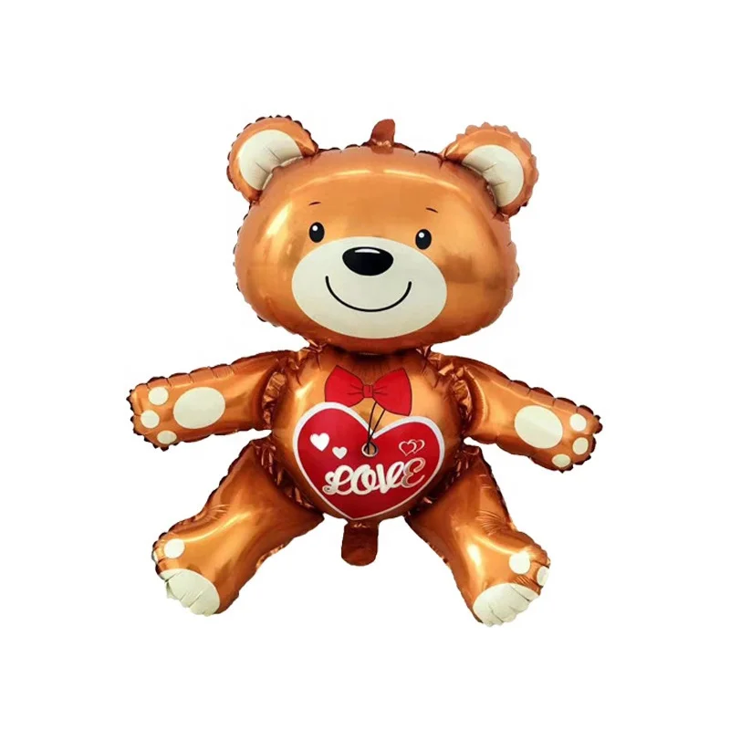 New Arrival Rainbow Candy Ice Cream Cute Teddy Bear Heart Balloon Children Toys Happy Birthtay Party Foil Balloons For Girls