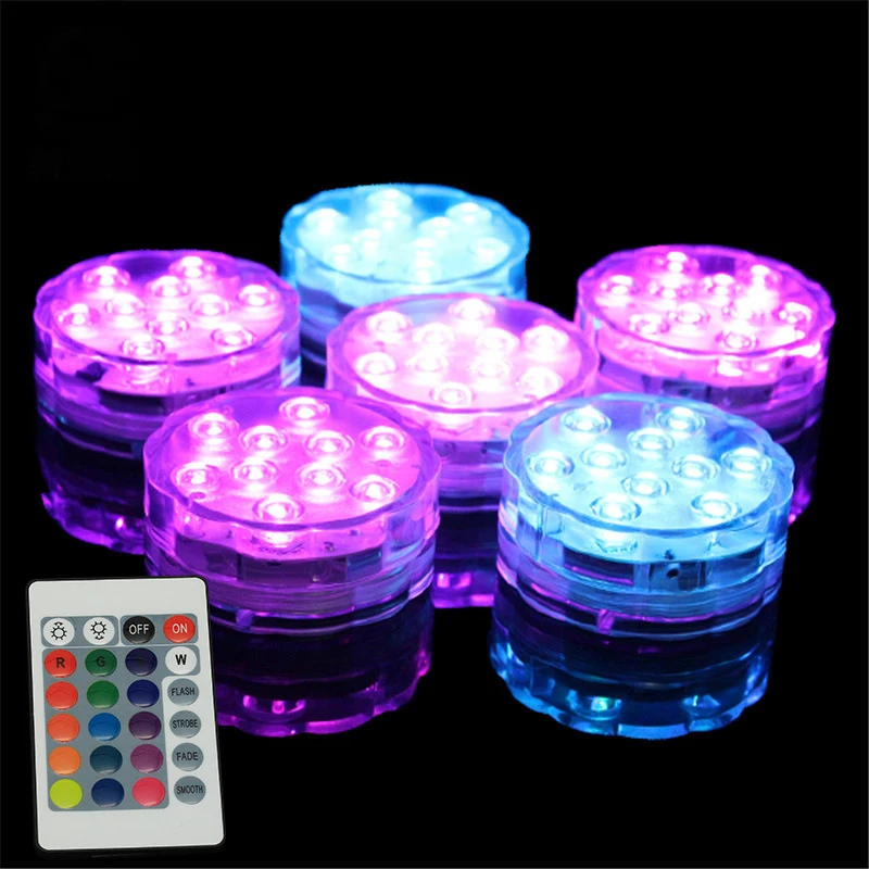  Ip68 водонепроницаемый пульт дистанционного управления прозрачные 16 RGB 10 светодиодный свет с присоской подводные светодиодные фонари для пула рыбацкая