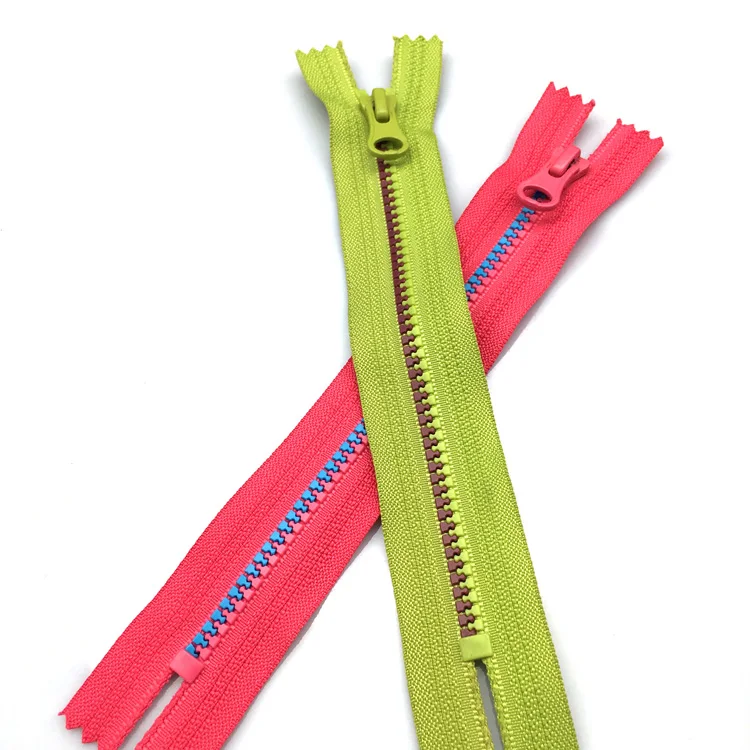 Junye 5# Colorful Close End Fasten Plastic Bag Zipper  With Metallic Puller