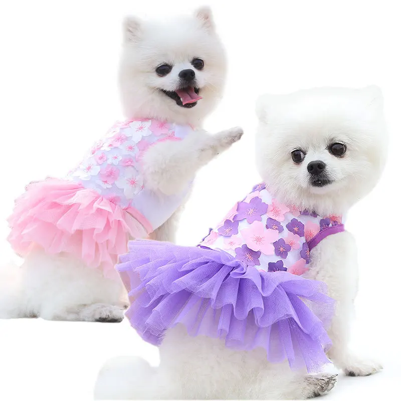 2024 cotton custom  luxury xxxs girl dog clothes summer cute dog dress luxury pet clothes for small dogs apparel