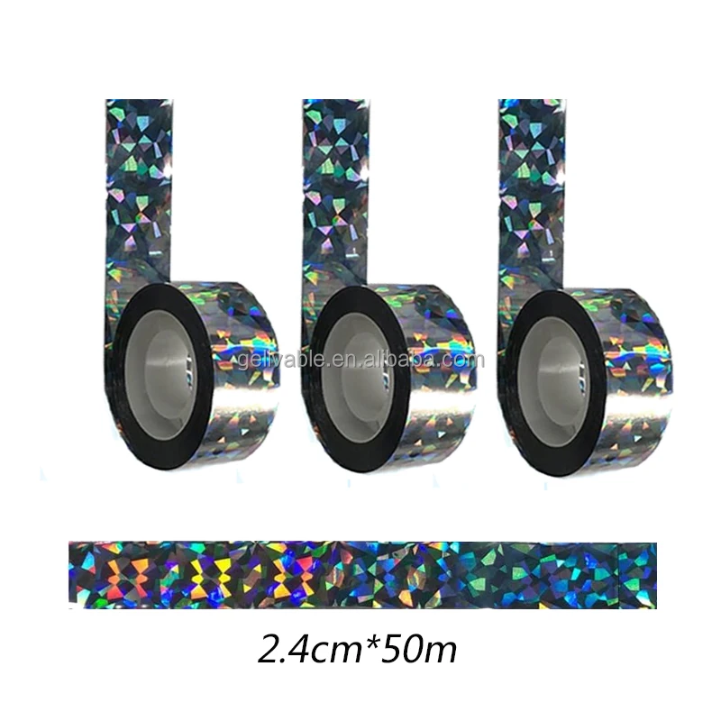 Scare Birds Reflective Tape, Holographic Tape Double Sided Glitter Tape for Pigeons Freckles Crows Starlings Swallows