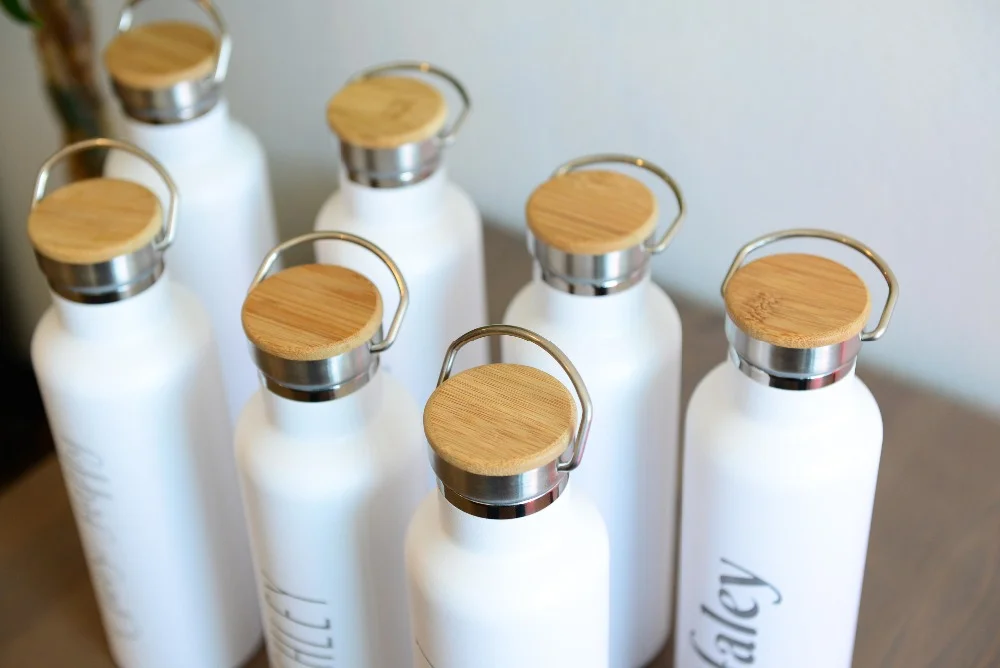 Personalized Stainless Steel Water Bottle bamboo lid steel metal lid sports bottle ,thermos bottle with bamboo cover 500ml
