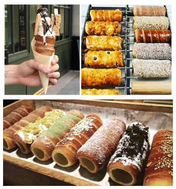 Electric gas kurtos kalacs trdelnik chimeny chimney cake oven cak cone bake maker price roller roll bakery grill making machine