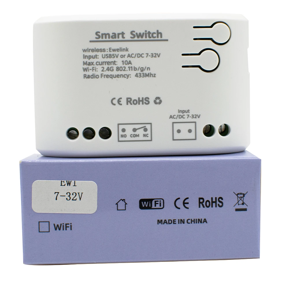 SMG-E0603 Ewelink 1ch Smart Receiver WIFI Switch 7-32V Relay Module with RF Alexa 12V 24V Self-Locking/Interlocking