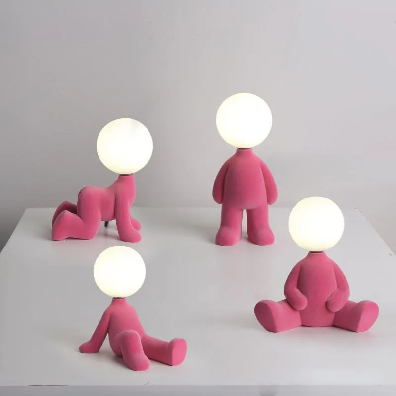 Nordic Plating Golden Human Sculpture Light Hot Ins Candeeiro De Mesa Dourado Night Light Little Golden Man Table Lamp