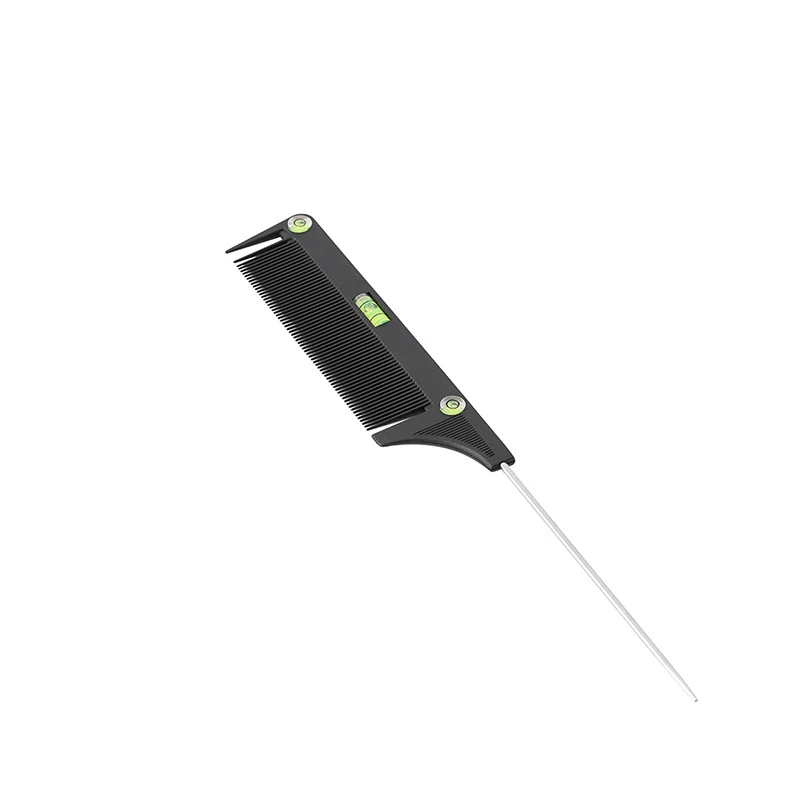 High Heat Resistance Carbon Fiber Flat Top Comb With Level Bang Liquid Oil Hair Cutting Angle Adjustment Steel Rat Tail Comb