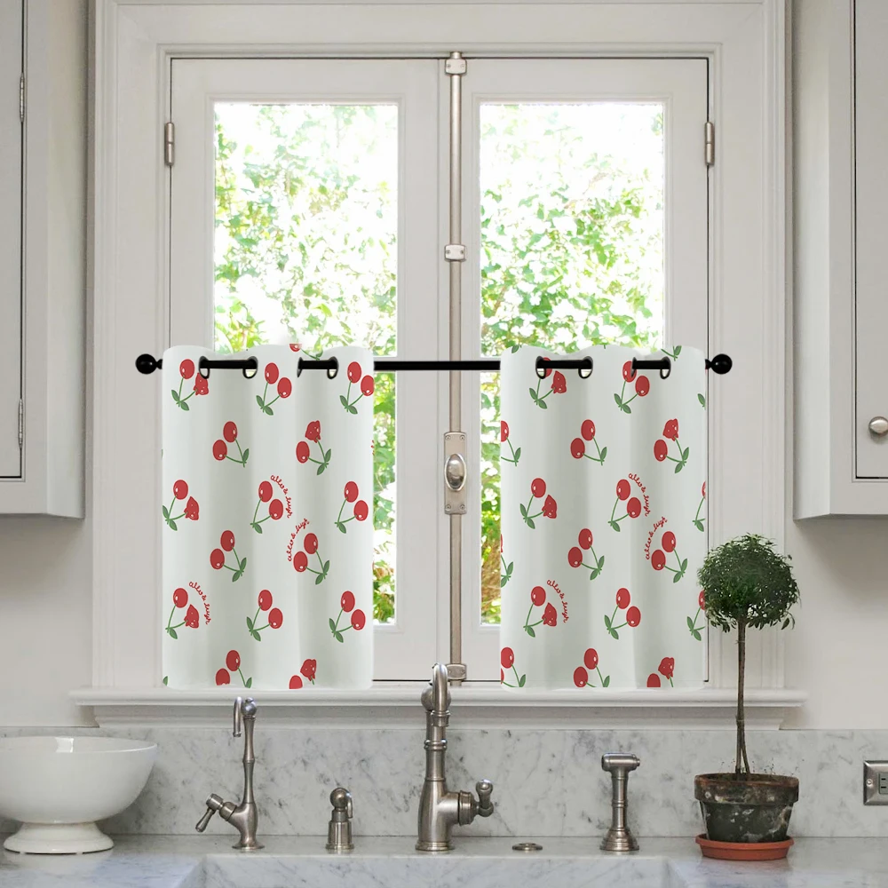 Europe rod pocket small short fruit kitchen curtain window sheer cafe living room
