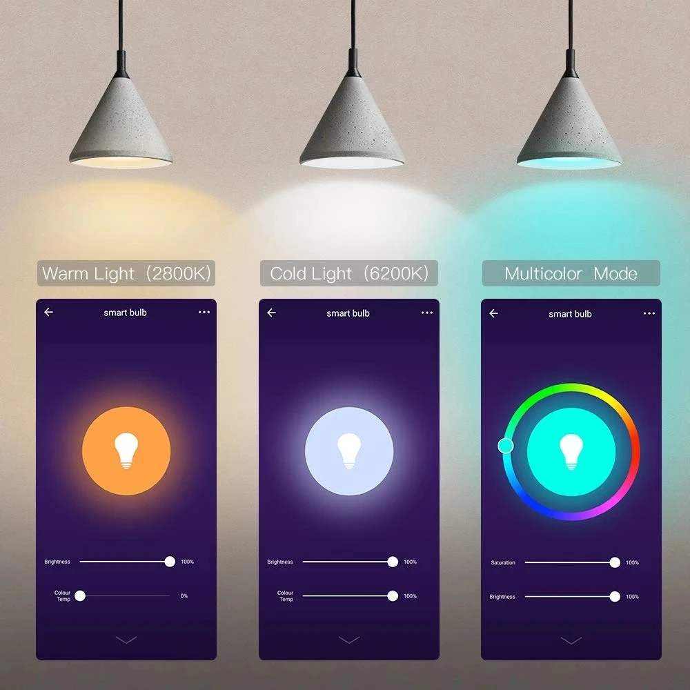  Цоколь E26/e27 9 Вт умная Светодиодная лампа Wifi светодиодная Rgb многоцветная Лампа с регулируемой