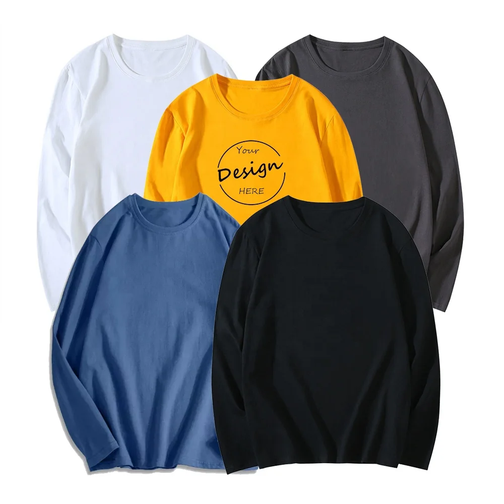 Cheap price custom long sleeve t shirt men 100% organic cotton oversized graphic t-shirts for