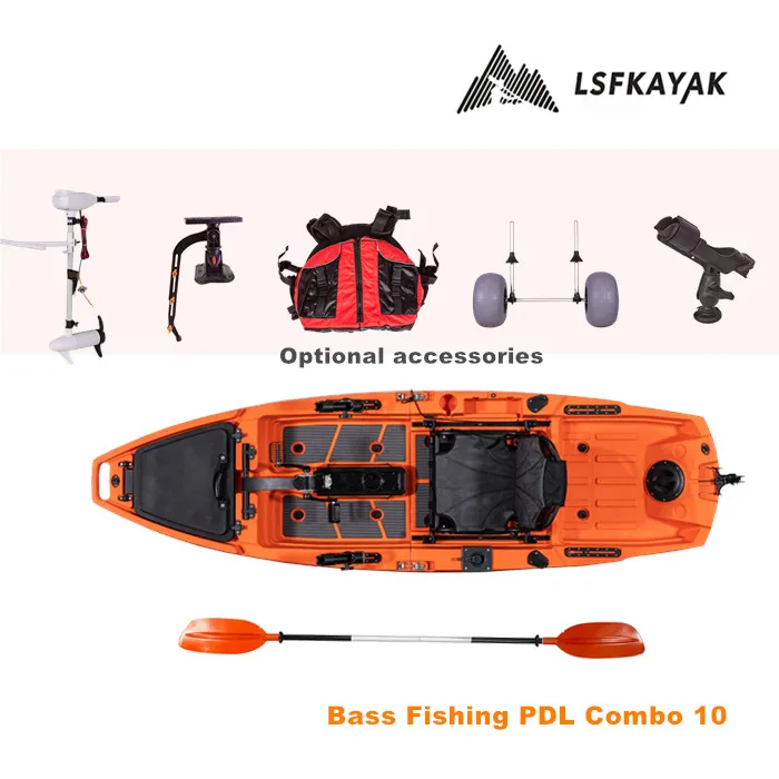 10ft Plastic Solo Pedal Fishing Kayak Modular Propel Gear Kayak for 1 Person for Fishing Kayak Boat