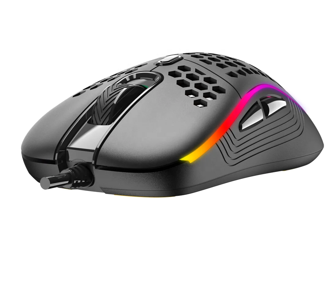 GTJ-M2 Light Weight Laptop Gamer Mice Adjustable DPI RGB Honeycomb USB Gaming Mouse