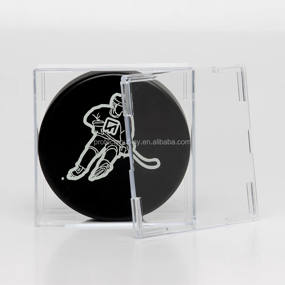 Hockey Puck Display Case Cube Square Holder UV Protection (99%)