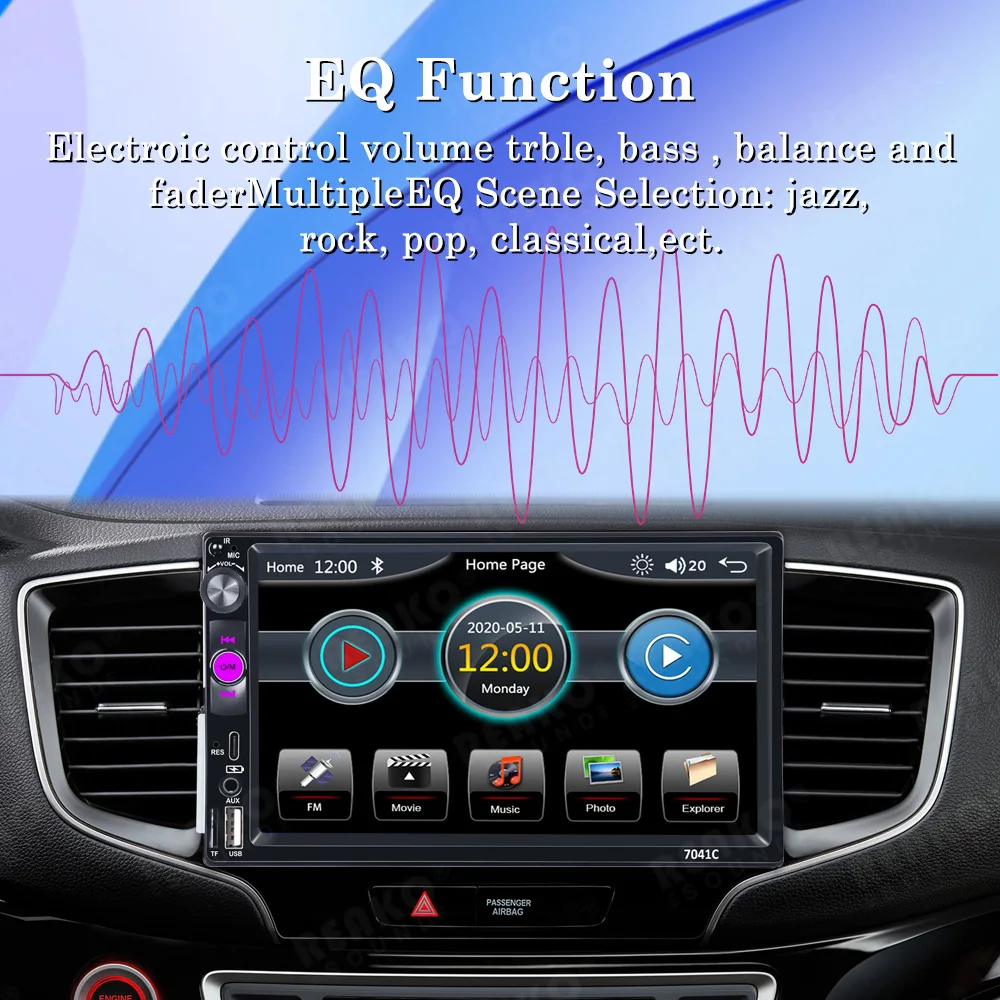 New Design Universal MP5 Auto Player Car Radio 7 Inch Stereo With Carplay Mirror Link FM BT 7 Color Button Backlight