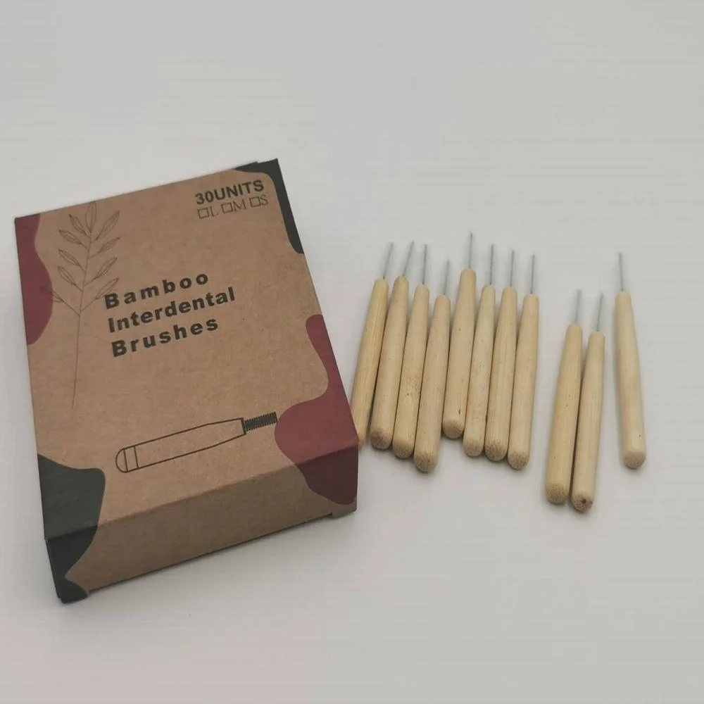 
2020 best selling straight bamboo interdental brush cheap interdental brushes 30pcs/pack 