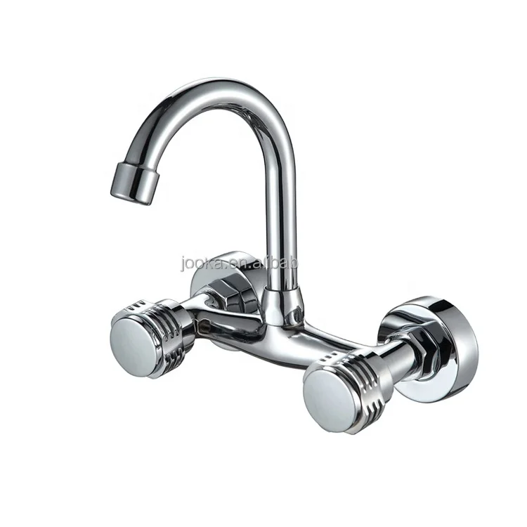 Wall mounted double handles kitchen taps mixers