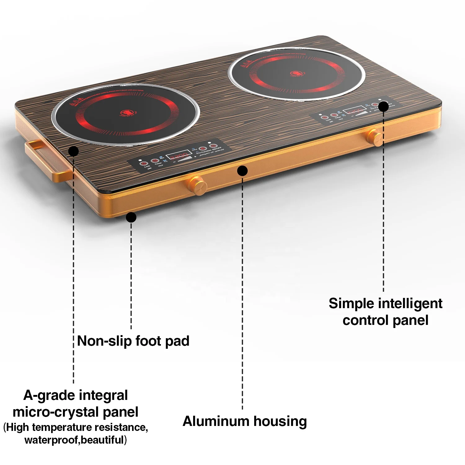 VBGKElectric Stove With Knob Infrared Electric Stove Electric Stove Top Ceramic With Golden Shell