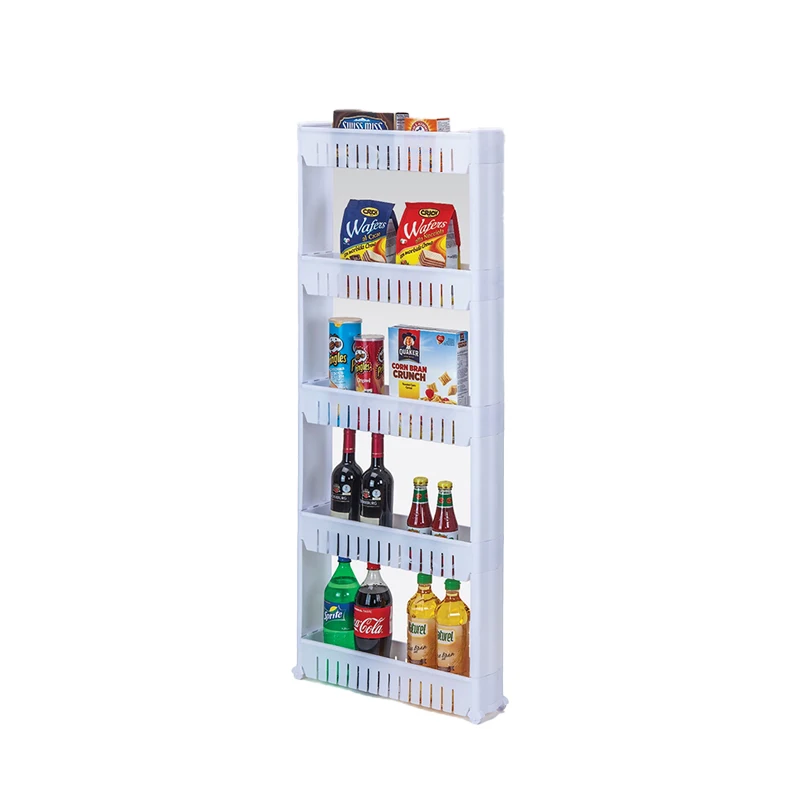 Plastic Kitchen Bathroom Gap Storage Slim Slide Out Plastic Corner Movable Storage Rack Shelf