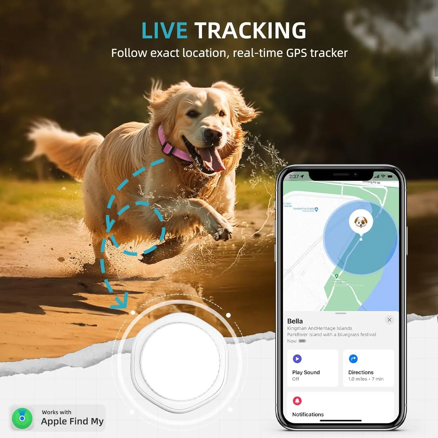 Waterproof Real Time Tracking Support Airtag GPS Dog Tracker Smart Collar dog collar for Dogs cats pet