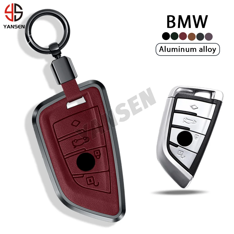 New Design Customised colours Alloy Leather Key case cover For BMW X3 X5 E60 E90 G30 Smart Key holder Accessories