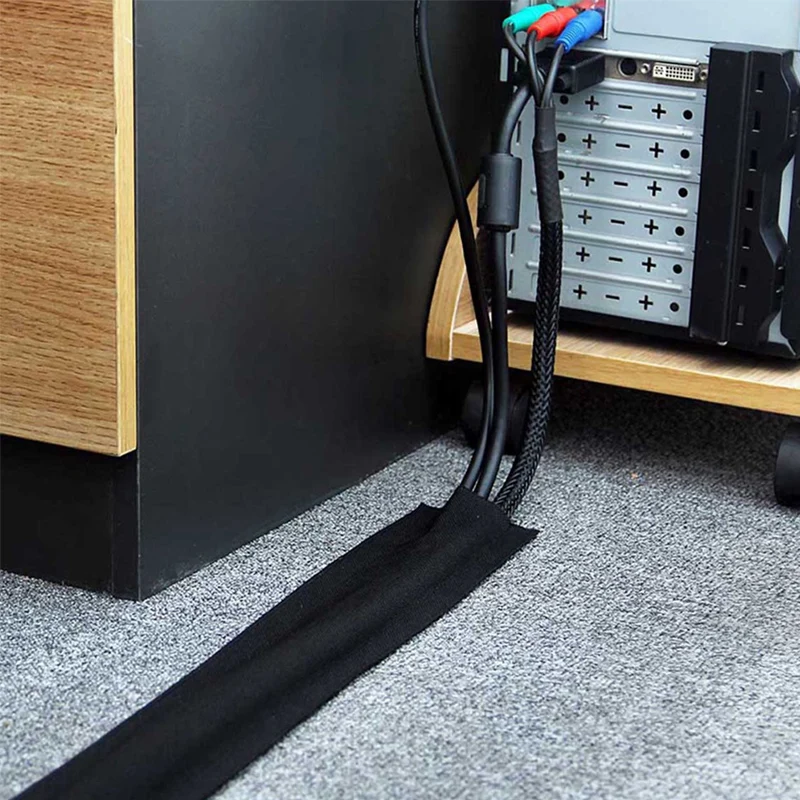 Cord Carpet Desk Velcroes Protective Hook and Loop Cover Trunking Management Sleeves Wire Organizer for