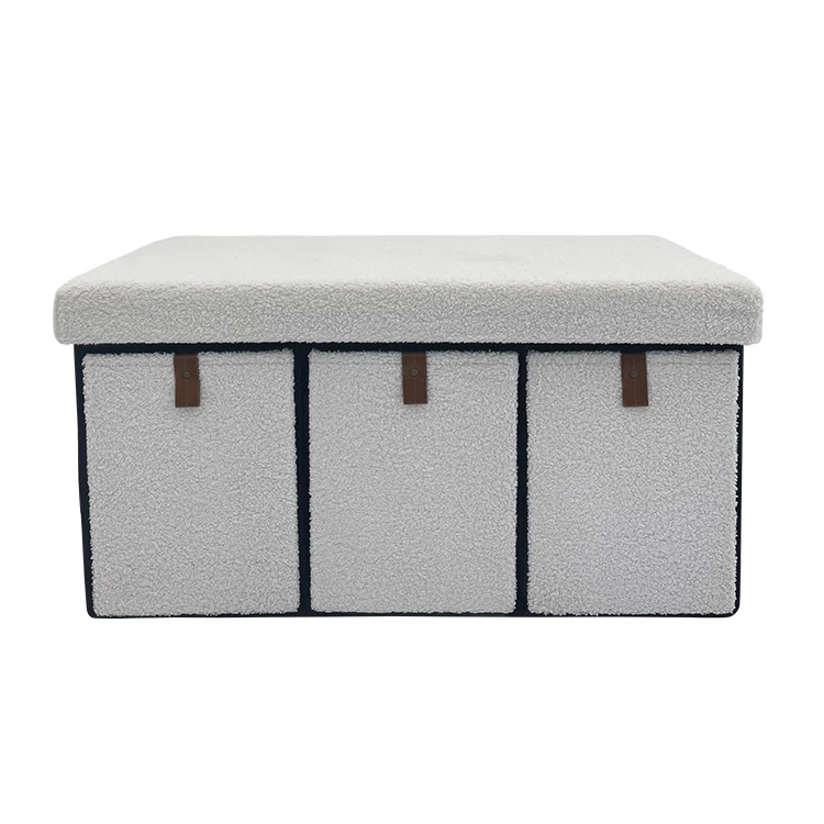 High Quality New Cabinets Creative Design Footstool Folding Ottoman Bench With Clothes Book Storage Box Drawers