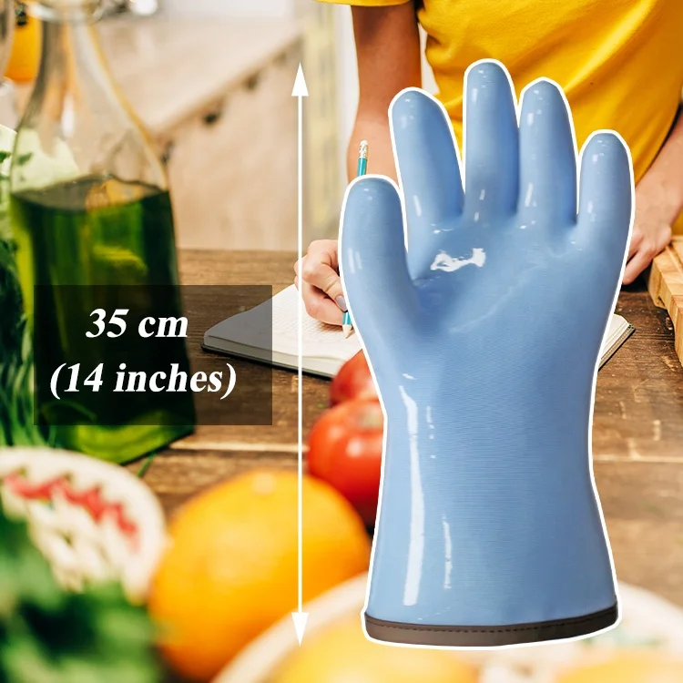 Extra Long Multi Purpose Heat & Cold Resistant Liquid Silicone Gloves For Slicing Shredding Meat And Washing Dishes