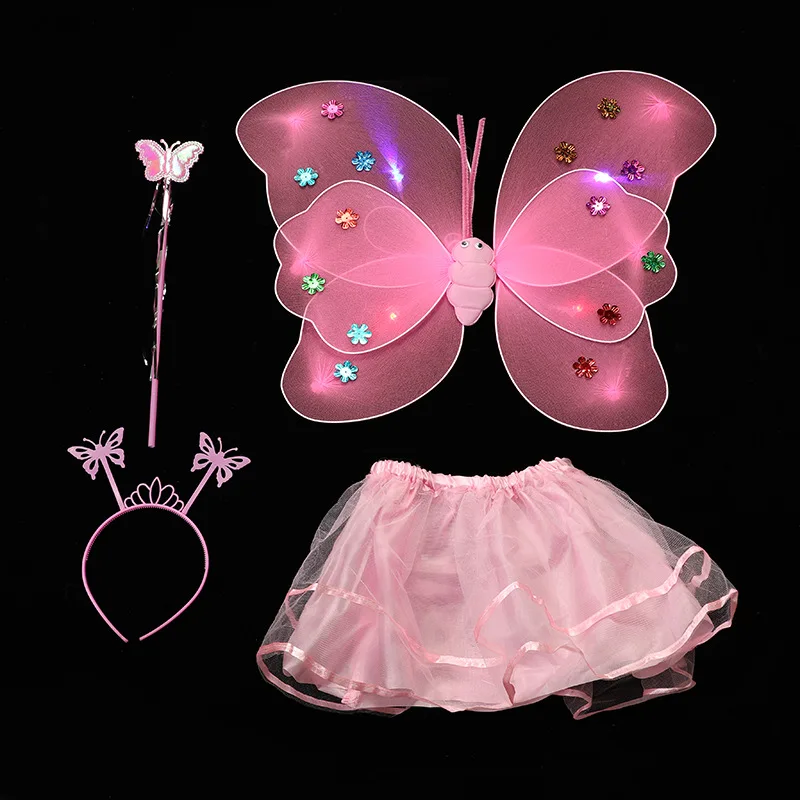 O028 New Christmas costume Angel butterfly wings four-piece party stage costume props