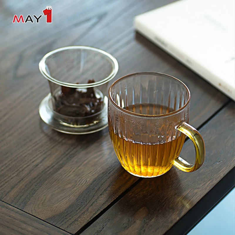 factory supply gentry three piece set of high borosilicate glass tea cup